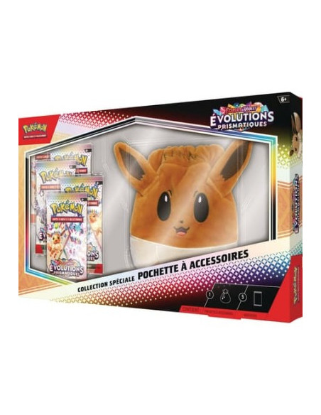 Coffret Pokémon EV8.5 - Évolutions Prismatiques | Produit Officiel avec 5 Boosters + Pochette Évoli