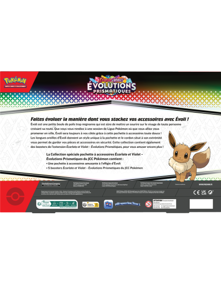 Coffret Pokémon EV8.5 - Évolutions Prismatiques | Produit Officiel avec 5 Boosters + Pochette Évoli
